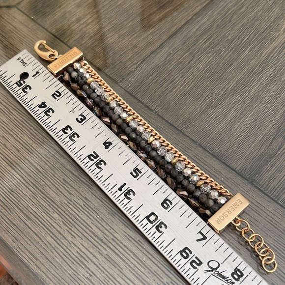 Victoria Emerson Stacked Bracelet with One Clasp Crystal, Stone & Chain - Picture 12 of 16